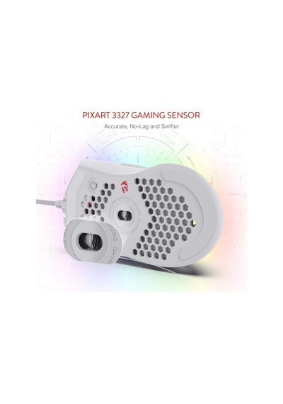 M808 Storm Ultralight Kablolu Oyun Faresi, 85g Hafif Petek Kabuk - 12.400'e Kadar Ayarlanabilir Dpı - Optik Sensör - 7 Programlanabilir Düğme - Pc Oyuncuları İçin - Beyaz