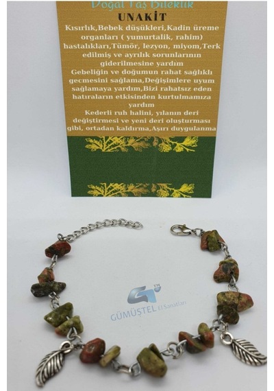Gümüştel El Sanatları Sertifikalı Unakit Taşı Bileklik Orijinal Doğal Taş Tasarım Bileklik Çok Renkli