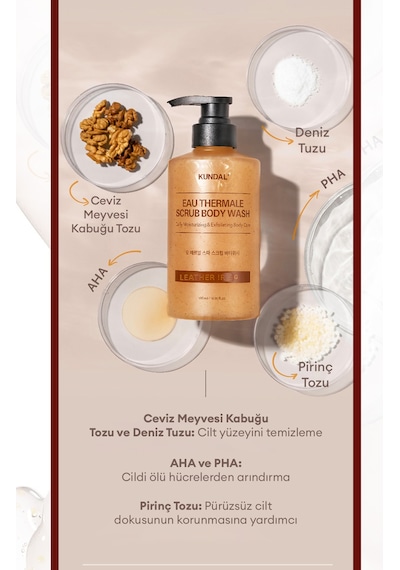 Kundal Eau Thermale Scrub Body Wash Leather Iris Menekşe 500 ML