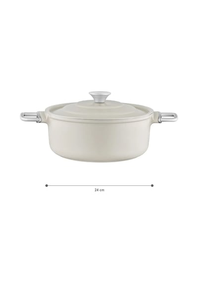Madame Coco Vincenzo Döküm Alüminyum Derin Tencere - Gri/bej - 24 Cm 8684427212974 Çok Renkli
