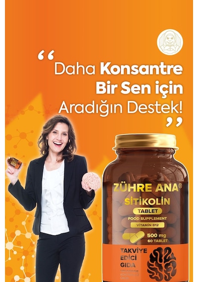 Zühre Ana Sitikolin ve Vitamin B12 İçeren Takviye Edici Gıda 60 Tablet
