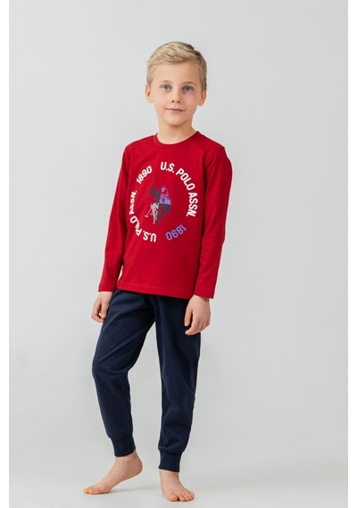 U.S. Polo Assn. Erkek Çocuk Pijama Takımı Baskılı Kırmızı Uzun Kol Pijama Takımı Us2638-c-v2 Us2638-c-v2