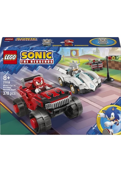 LEGO® Sonic the Hedgehog Silver’ın Arabası, Knuckles’ın Canavar Kamyonuna Karşı 77118 – 8+ Yaratıcı Oyuncak Yapım Seti (378P)