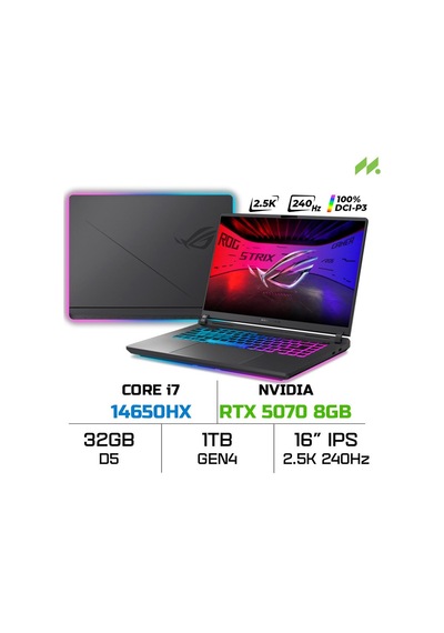 Asus Rog Strix G16 G615JPR-RV300 i7-14650HX 32 GB 1 TB SSD RTX5070ti 16" Free Dos Dizüstü Bilgisayar