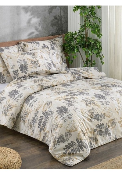 Pamuklu Çift Kişilik Nevresim Takımı - Yumuşak Dokulu 200x220 Cm Çarşafı King Size Bej
