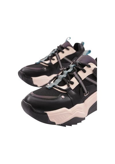 Dgn Kadın Bağcıklı Sneaker Ayakkabı Siyah - Yeşil