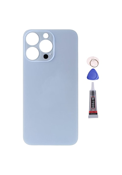 Apple Uyumlu iPhone 13 Pro Mavi Arka Kapak Batarya Kapağı Pil Kapağı Yapışkan Ve Sökme Aparatıyla Beraber Full Set Mavi