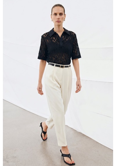 Sateen Talia Havuç Pantolon - Ekru-137379
