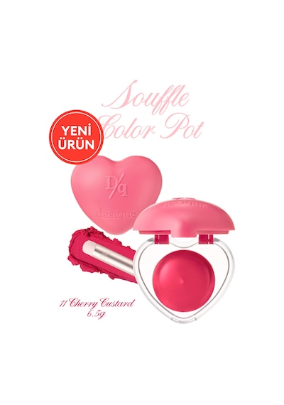 Dasique Kalp Tasarımlı Yoğun Pigmentli Köpük Yapılı Kadife Bitiş Sunan Ruj Souffle Color Pot 11 Cherry Custard 11 Cherry Custard