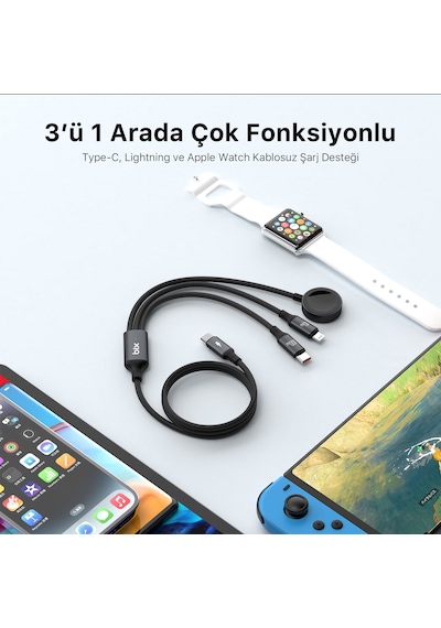 Bix BXA3W1 100 W Type-c Lightning Şarj Kablosu