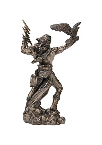 8 1/2 İnç Yunan Tanrısı Zeus Thunderbolt Strike Soğuk Döküm Reçine Antik Bronz Kaplama Heykel Ev Dekoru Diğer