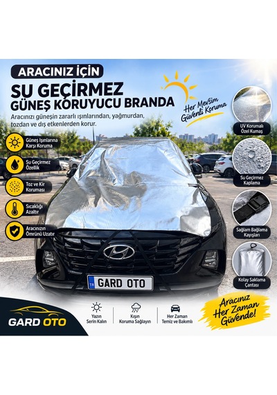 Gard Oto Yarım Oto Branda Su Geçirmez Güneş Koruyucu Araç Brandası Parlak Gri