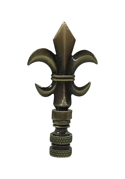 Royal Designs Fleur De Lis 8,25 Cm Abajur Ucu Abajur, Antik Pirinç Açık Ahşap