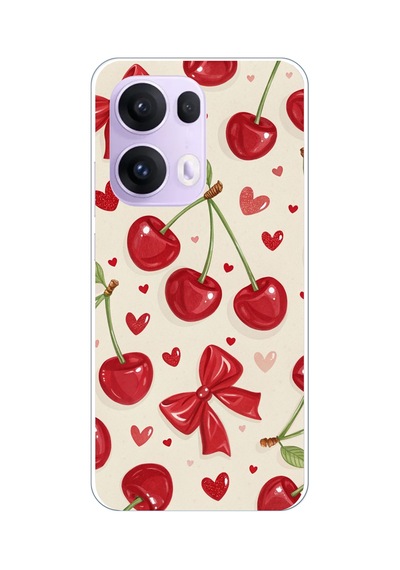 Oppo Reno 13 Pro Uyumlu İraz, Kırmızı Kurdele Ve Kalp Baskılı Silikon Kılıf Renkli