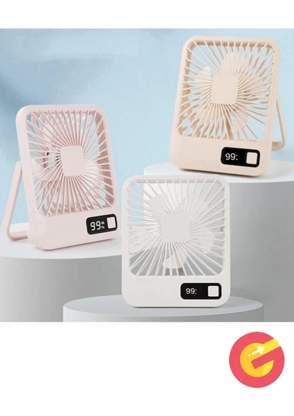 Güncelçarşı Şarjlı Sessiz Mini Fan Vantilatör, 1 Adet, 180 Ayarlanabilir, 5 Hız, Led Göstergeli, Type-c Şarj