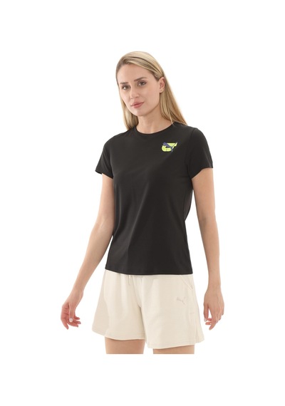 Puma Graphıcs Runnıng Illustratıo Kadın T-shirt Siyah 526553-01 SIYAH