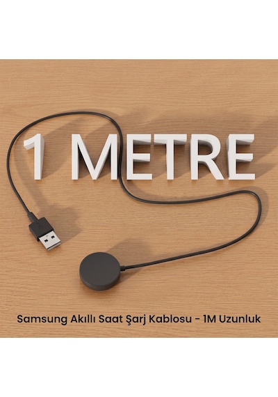 Caseonn Samsung Galaxy Watch 5 40mm Manyetik Usb Hızlı Şarj Kablosu Siyah Yüksek Amper