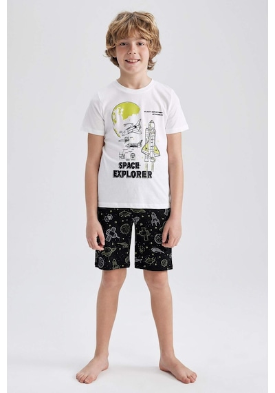 Defacto Erkek Çocuk Baskılı Kısa Kollu Şort Pijama Takım Z9175a623smwt34 Beyaz Defacto Erkek Çocuk Baskılı Kısa Kollu Şort Pijama Takım Z9175a623smwt34 Beyaz
