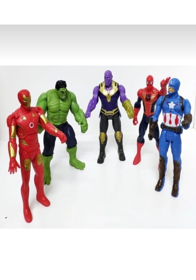 Avengers Yenilmezler 5'li Hulk - Spiderman - Captain Amerika - Iron Man - Thanos Figürlü 15 Cm Işıklı Oyun Seti