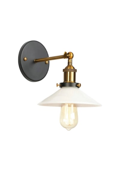 Riolight Retro Tekli Metal Duvar Aplik Şapka Çapı 22cm Siyah