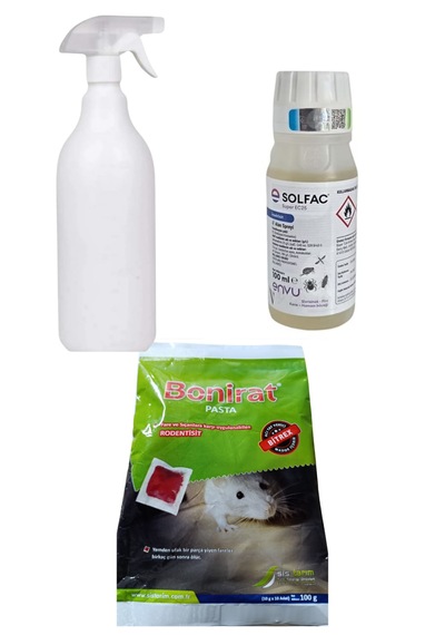 Solfac Ec25 100ml Haşere Böcek Sinek İlacı 1lt Fısfıs / Bonirat Fare Sıçan Pastası 10x10 100gr