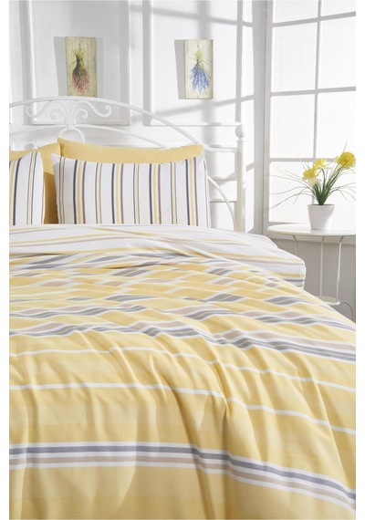 Pamuklu Sarı Çarşaflı Çift Kişilik Nevresim Takımı 200x220 Sarı