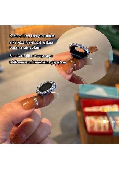 Apple Uyumlu iPhone 17 Pro Max & Apple Uyumlu iPhone 17 Pro - Taşlı Dişli Kamera Koruma Lens Koruyucu Temperli Cam 3'lü Beyaz