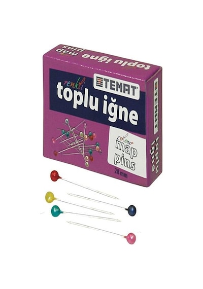 Temat Renkli Toplu İğne 28 Mm Karışık Kutu 78365