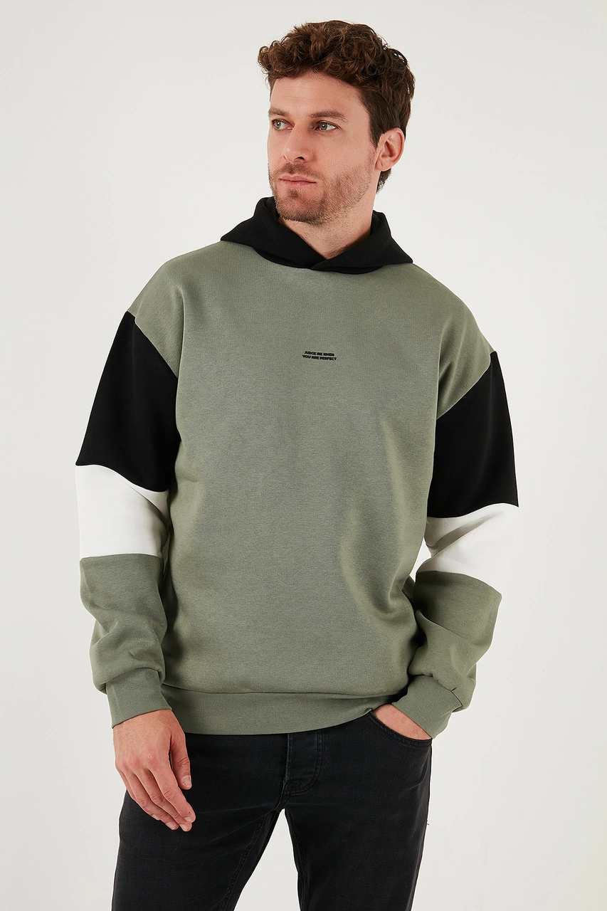 Buratti Pamuklu Relaxed Fit Kapüşonlu Içi Tüylü Yumuşak Şardonlu 2' Li Paket Erkek Sweat 5905299S2 Açık Haki-Haki