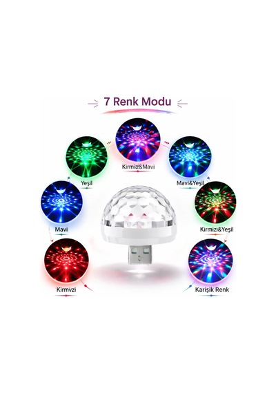 Rgb Usb Mini Disko Topu - Ses Sensörlü Renkli Led Parti Lambası
