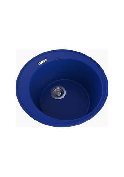 Polex Cristalüx Granit Evye P-06 Mavi Tezgah Altı Ve Tezgah Üstü Oval Mutfak Evyesi 51.5x51.5 CM
