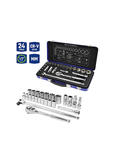 Workpro Wp202564 1/2 Cr-v 24 Parça Metrik Ağır Hizmet Lokma Takımı