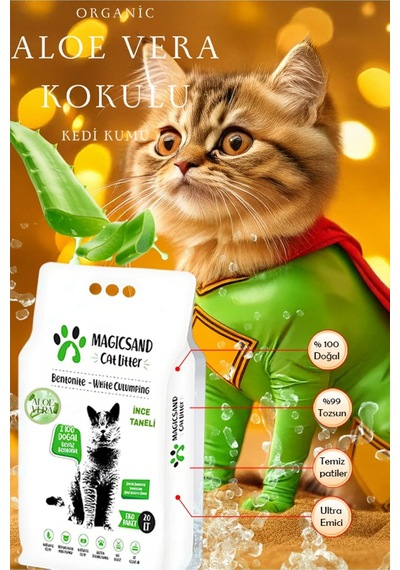 Aloe Vera Kedi Kumu, 20 Lt, İnce Taneli