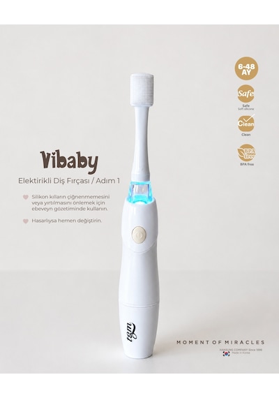 Tgm Baby Vibaby Elektrikli Diş Fırçası Adım 1 - Ultra Premium Silikon - 6-48 Ay - Premium Silikon