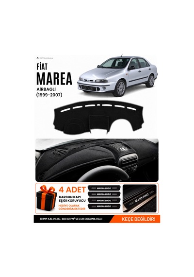 Fıat Marea 1999-2007 Airbagli Uyumlu Torpido Örtüsü, Torpido Kılıfı - Siyah-gri - Fı025