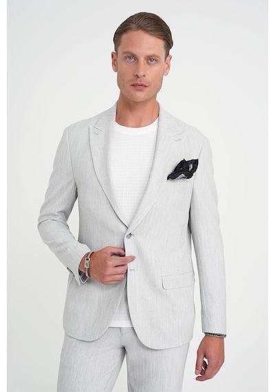Efor Slim Fit Kırlangıç Yaka Balıksırtı Desen Spor Açık Gri Ceket C 702 Gri
