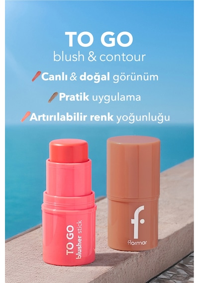 Flormar To Go Işıltılı & Doğal Bitişli Yoğunluğu Ayarlanabilir Kremsi Stick Allık 003 Rosy Bliss