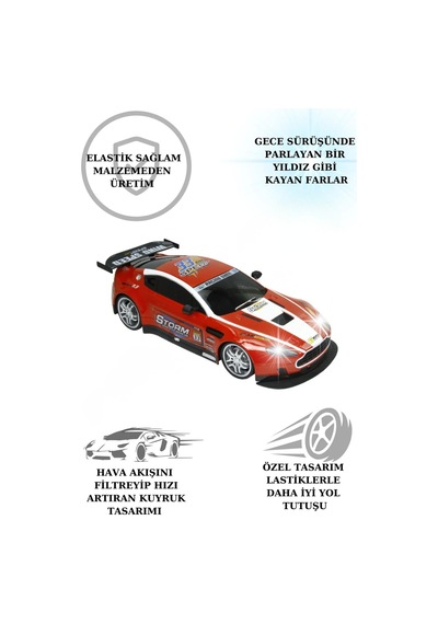 1:12 Ölçek Uzaktan Kumandalı Şarjlı Drift Arabası - Büyük Boy Işıklı Ve Sesli Yarış Arabası Kırmızı Beyaz