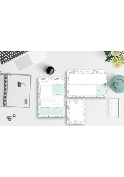 3'lü Yaprak Desenli Masaüstü Planlayıcı Set