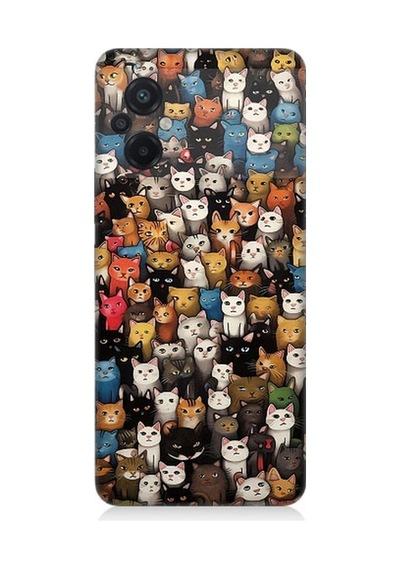 Xiaomi Poco M5 Uyumlu Sevimli Komik Kedi Suratları Desenli Silikon Kılıf