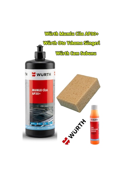 Würth Mumlu Cila Ap30 + Oto Yıkama Süngeri + Cam Sabunu Avantaj Paketi