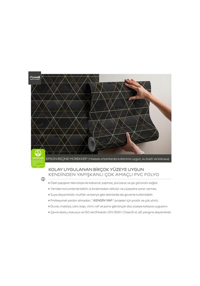 Lüks Kozmik Desenli Geometrik Duvar Kağıdı, Kendinden Yapışkanlı Çok Amaçlı Pvc Folyo, Dıy Duvar Kağıdı 66x264 Cm