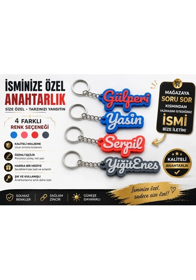 İsim Anahtarlık , Kişiye Özel - Hediyelik İsimli Anahtarlık - İsinizin Yazılı Olduğu Anahtarlık