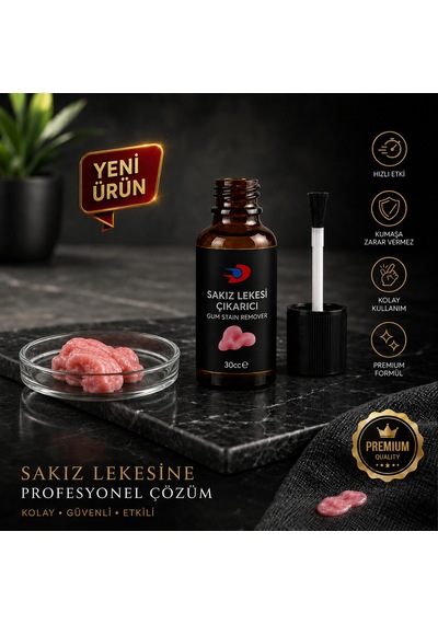 Sakız Sökücü Fırçalı Kapak 30 Ml Sakız Leke Çözücü Çıkartıcı Temizleyici Tekli