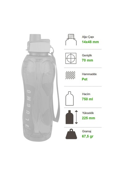2 Adet Matara Suluk Kapaklı Okul Spor 750 Ml Çok renkli