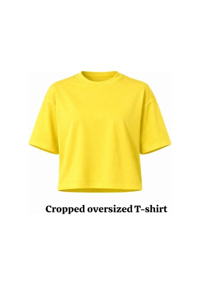 Kadın Sarı Oversize Crop Pamuk T-shirt Sarı