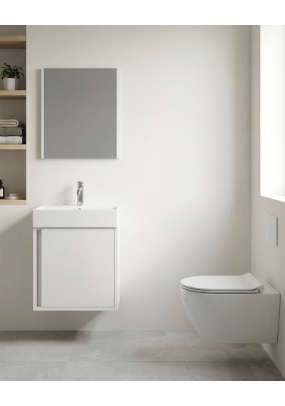 Vasa Kapaklı 50 Cm Beyaz Lavabo Dolabı Üçlü Set