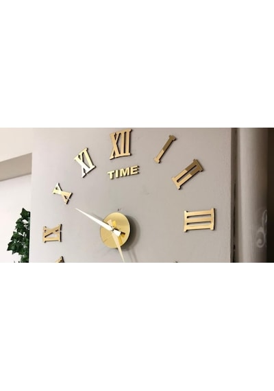 Büyük Duvar Saati Dekoratif 3D Romen Rakamlı Model Metal Göbek (446726110)
