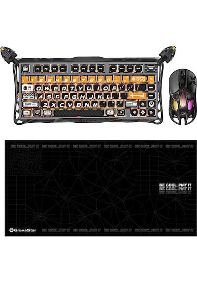 Gravastar K1 Pro Mekanik Gaming Klavye, X Kablosuz Optik Mouse Ve Mousepad Oyuncu Seti, Cyberflare Optik