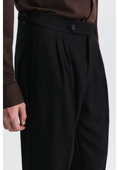 Antioch Tapered Fit Çift Pileli Pantolon Siyah